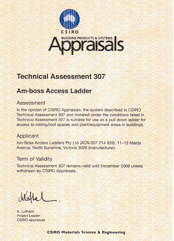 CSIRO Appraisal Certificate to Dec09